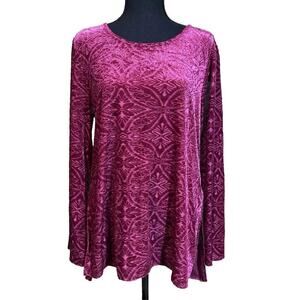 Velvet Burnout Top With Flared Bell Sleeves Size L Whimsigoth Gothic Witchy Cato